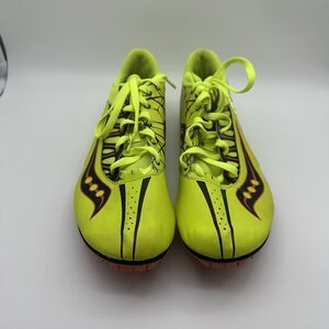 Saucony Mens 10 Neon Yellow Track Racing Spikes Lightweight Running Shoes